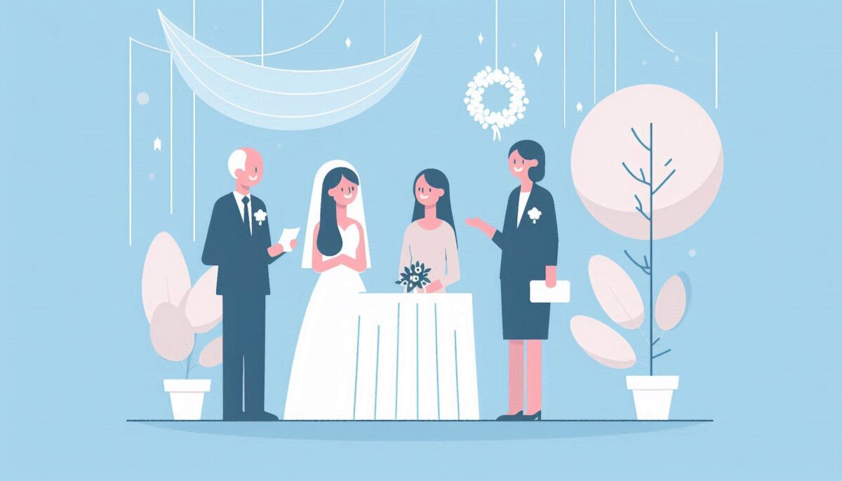 結婚式で友だちの親に挨拶をするゲスト