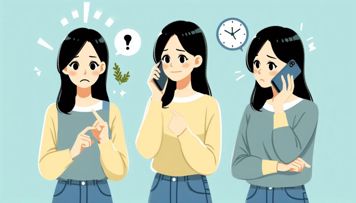 スマートフォンで会話をする女性