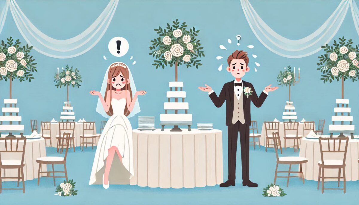 結婚式の受付を頼める人がいなくて困っている新郎と新婦