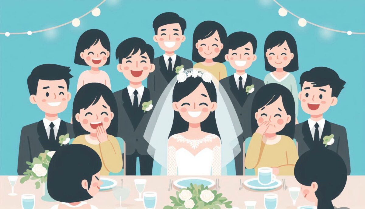 親族に囲まれた新婦